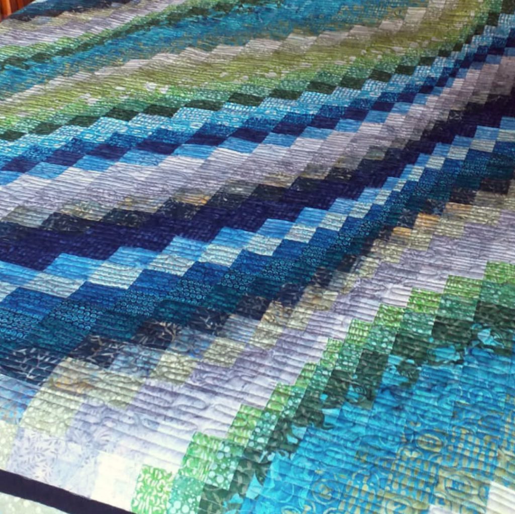 Bargello, free motion quilting, double bed size