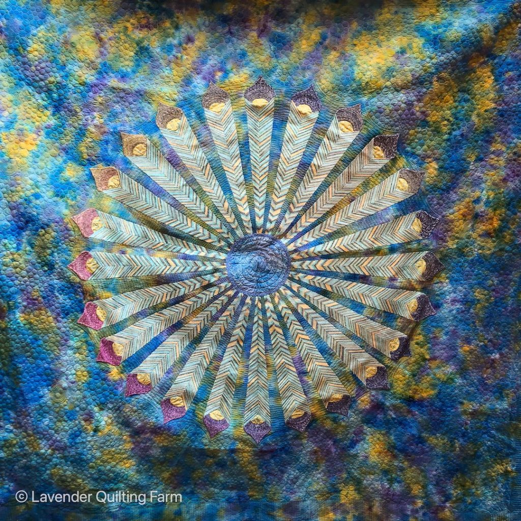 Wishes quilt, appliqué and couching, king size