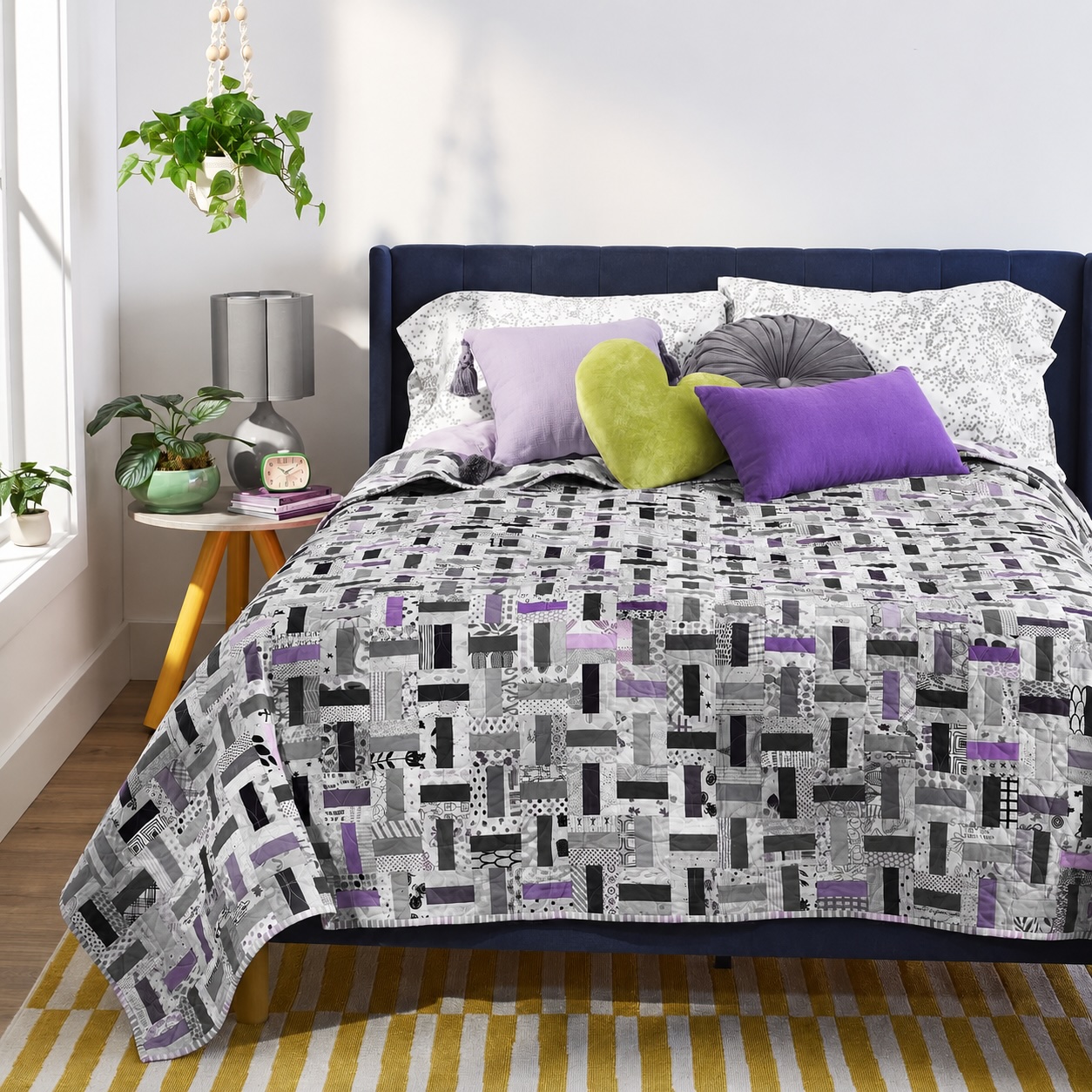 quilt on double bed ai generated